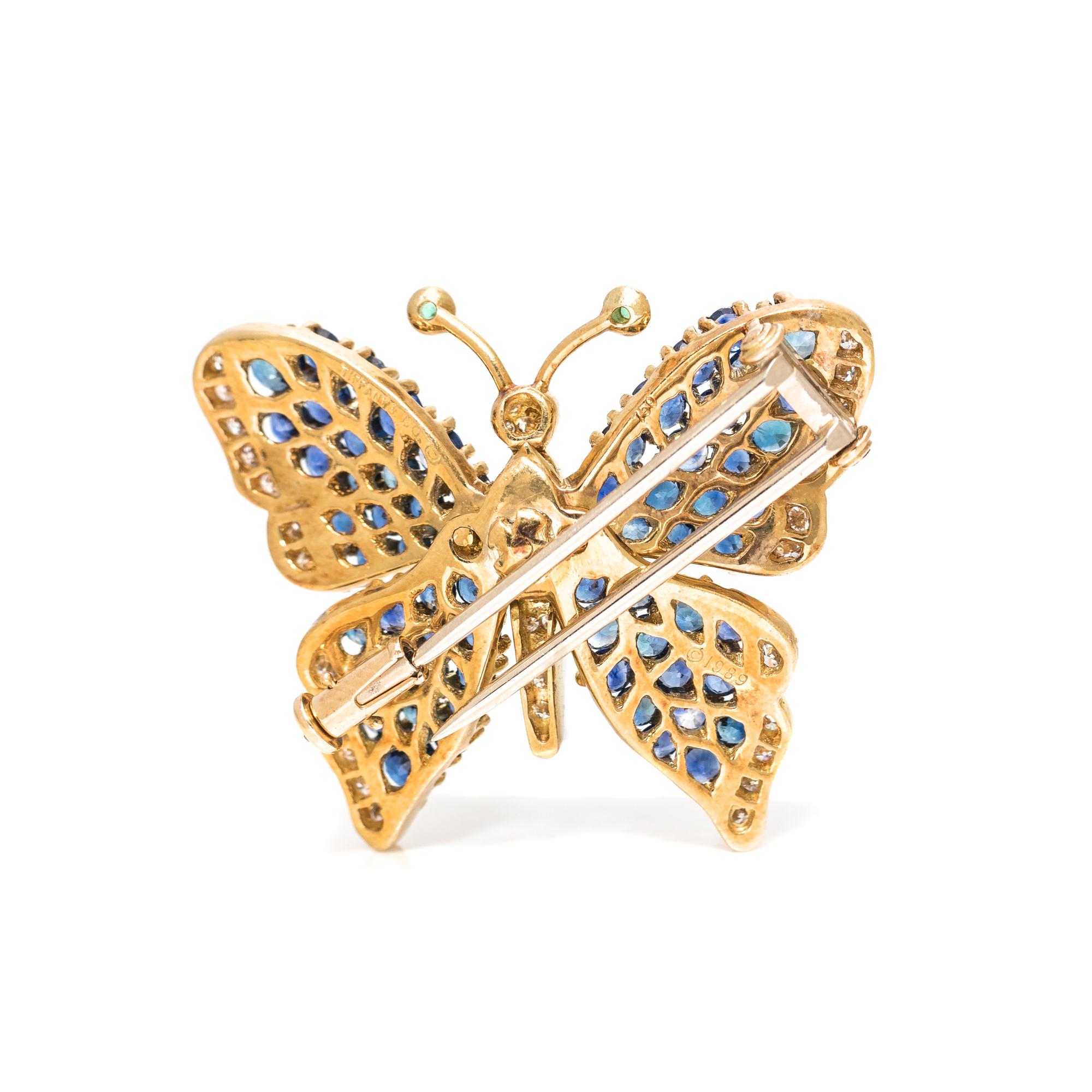 TIFFANY & CO., SAPPHIRE AND DIAMOND BUTTERFLY BROOCH
