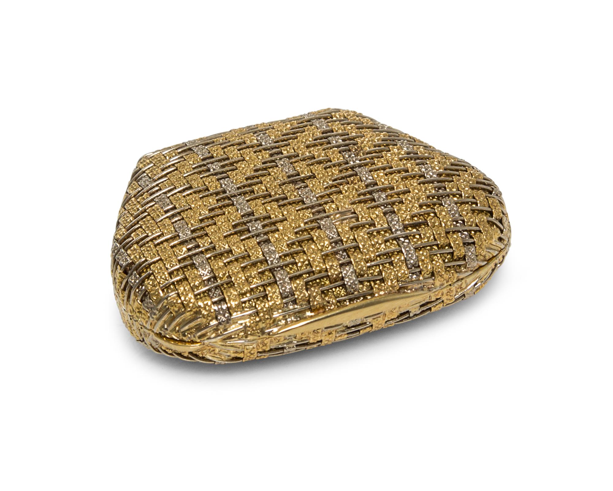 An Italian 18 Karat Multi-Color Gold Woven Box, Probably Gucci, 20th Century, of purse form.