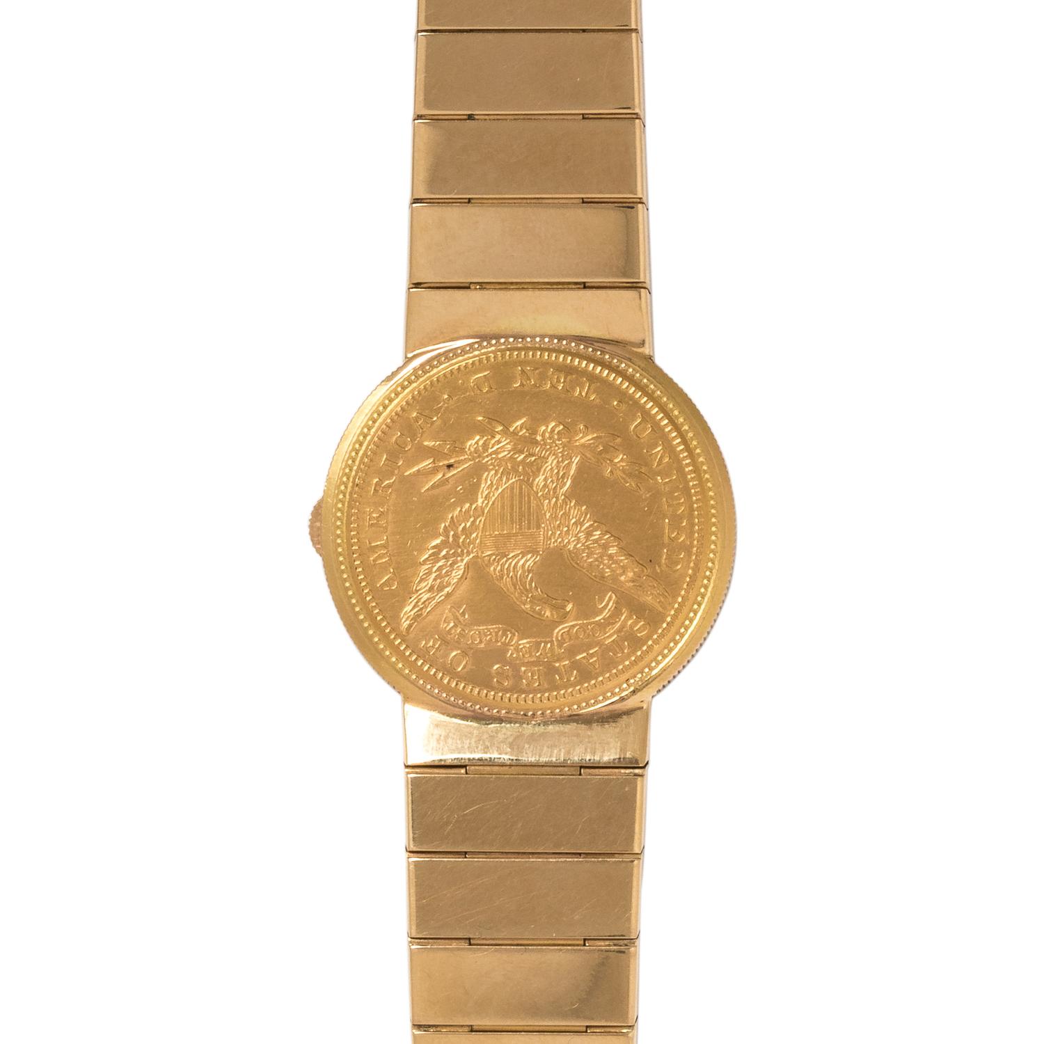 PIAGET, REF. 950 18K YELLOW GOLD AND COIN SURPRISE WRISTWATCH