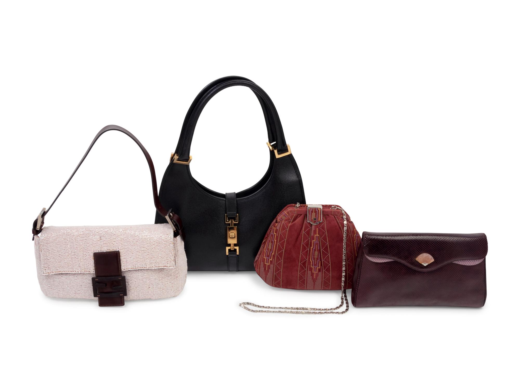 Four Designer Bags: One Gucci, One Fendi, Two Judith Leiber, 1980-2000s
