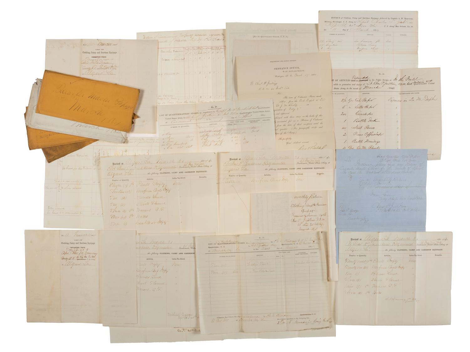 [CIVIL WAR]. Large collection of forms and other documents associated with the 60th Indiana Volunteers.