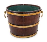 A George III Brass Mounted Oak Bucket with Liner