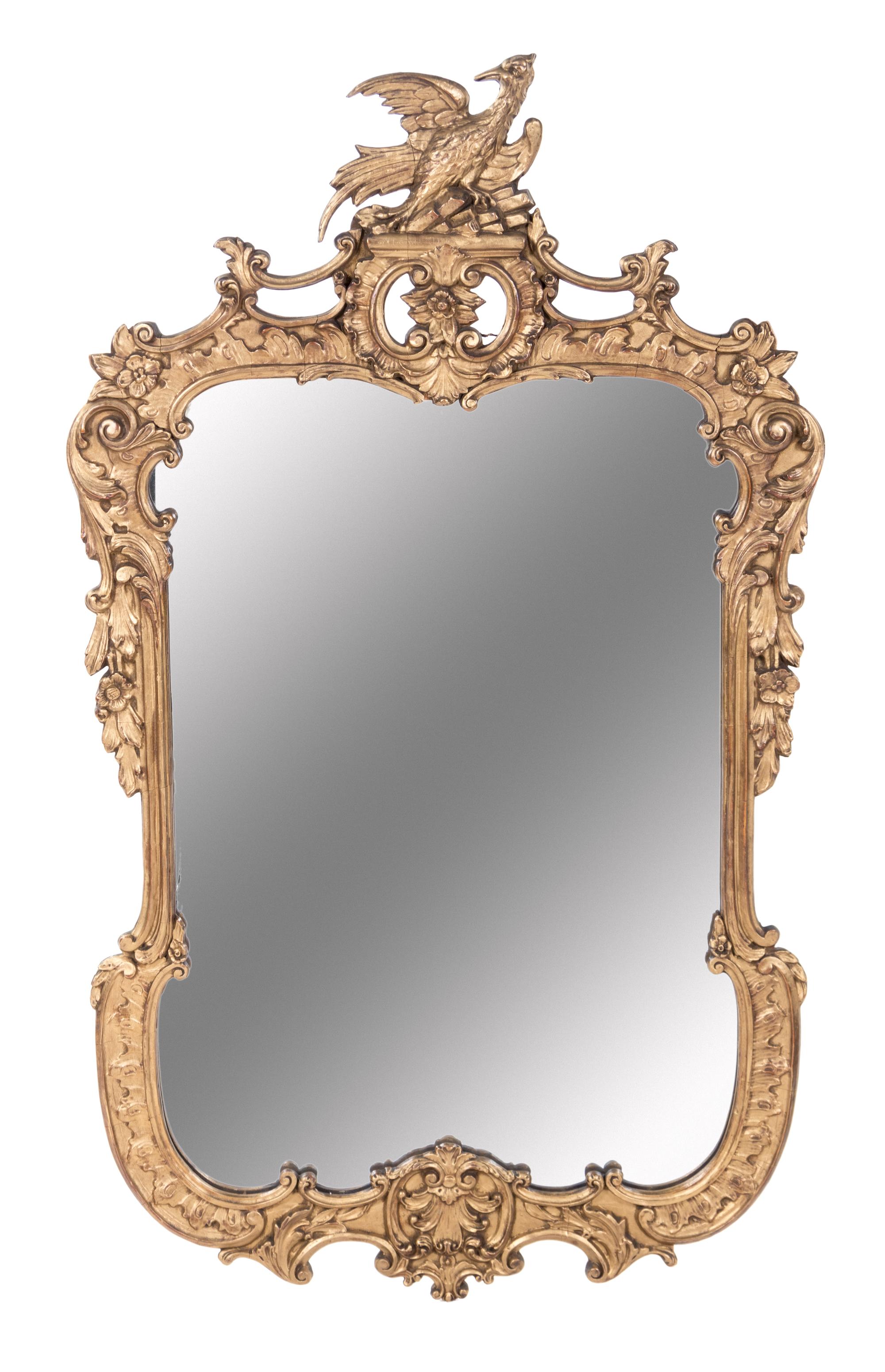 A Continental Giltwood Mirror Height 50 x width 29 1/2 inches. — FIRST HALF 20TH CENTURY