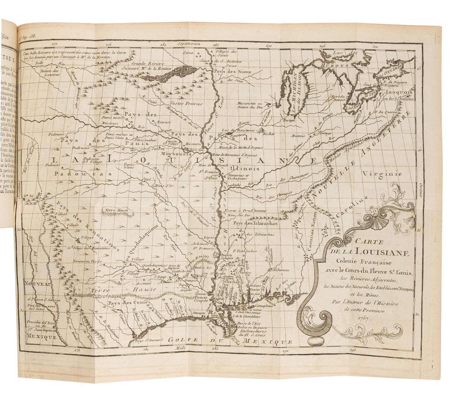 LE PAGE DU PRATZ, Antoine-Simon (1695?-1775). Histoire de la Louisiane, Contenant la Decouverte de ce vaste Pays . Paris: Bure, Delaguette and Lambert, 1758.