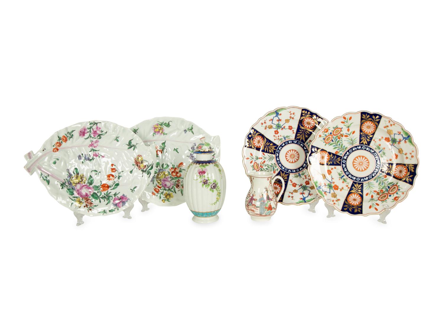 A Collection of Six English Worcester Porcelain Articles — 18TH CENTURY