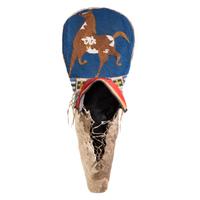 Plateau Child's Beaded Hide Cradleboard, with Pinto Horse