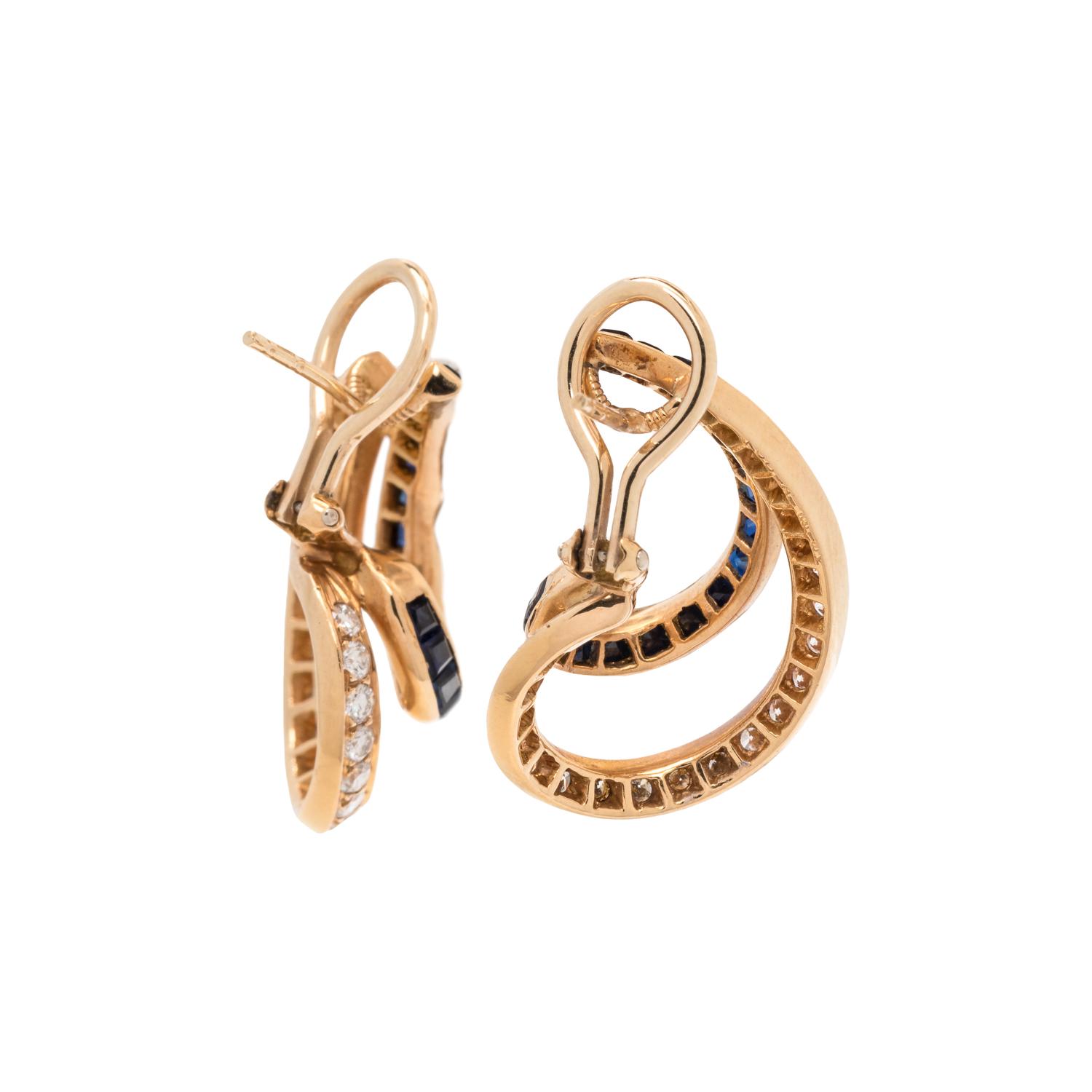 DIAMOND AND SAPPHIRE EARCLIPS