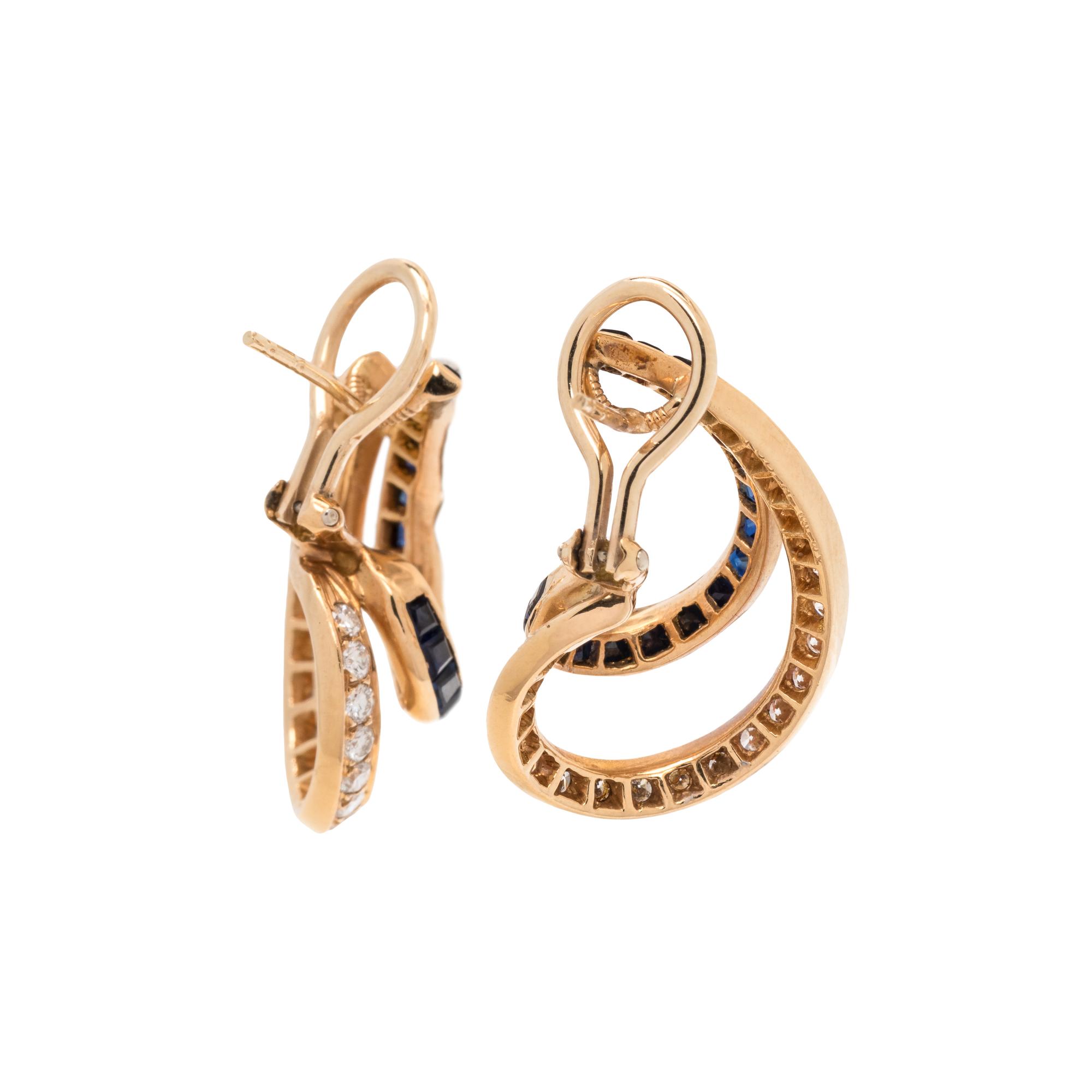 DIAMOND AND SAPPHIRE EARCLIPS
