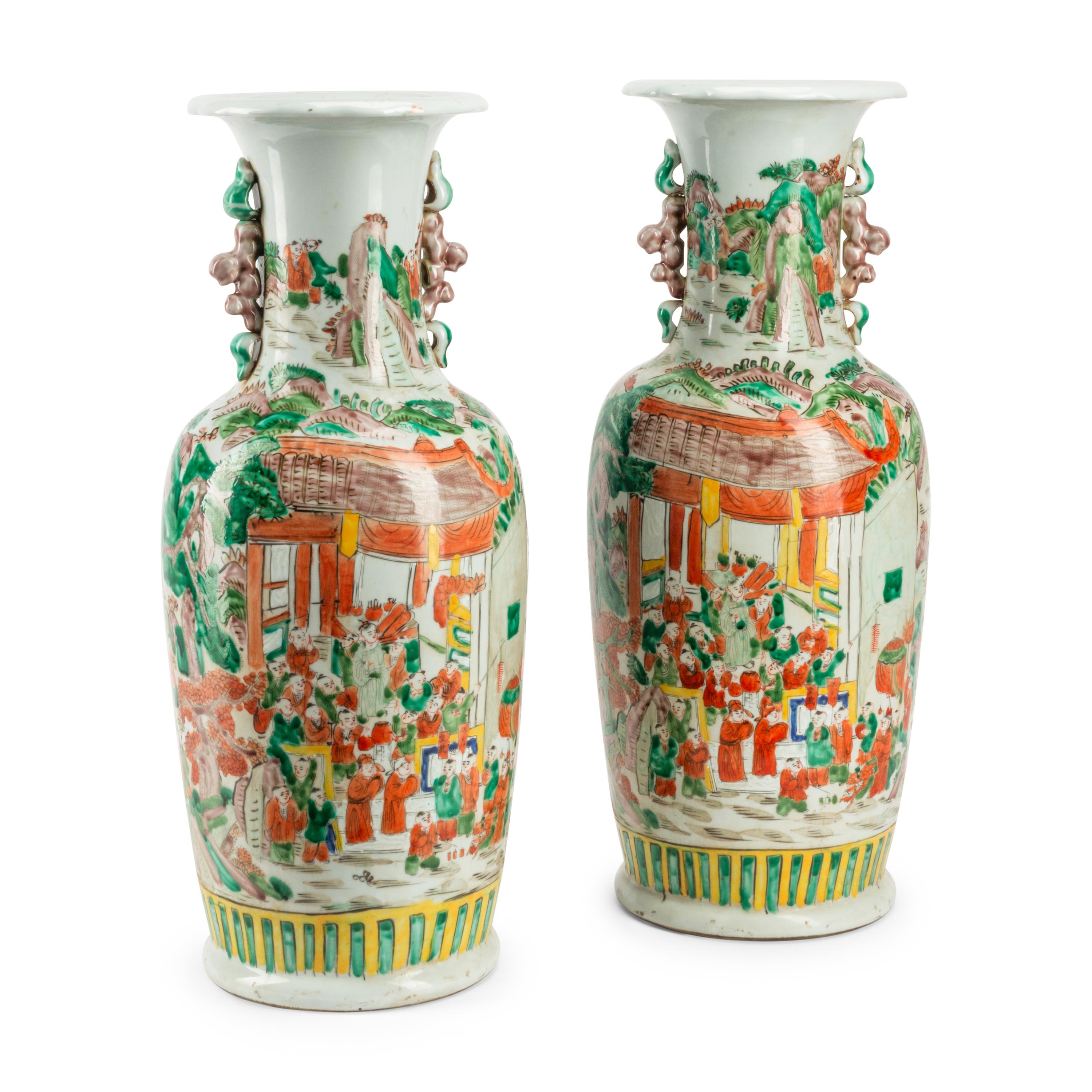 A Pair of Chinese Porcelain Baluster Vases