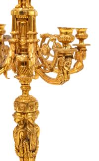 A Pair of Louis XVI Style Gilt-Bronze Four-Light Candelabra