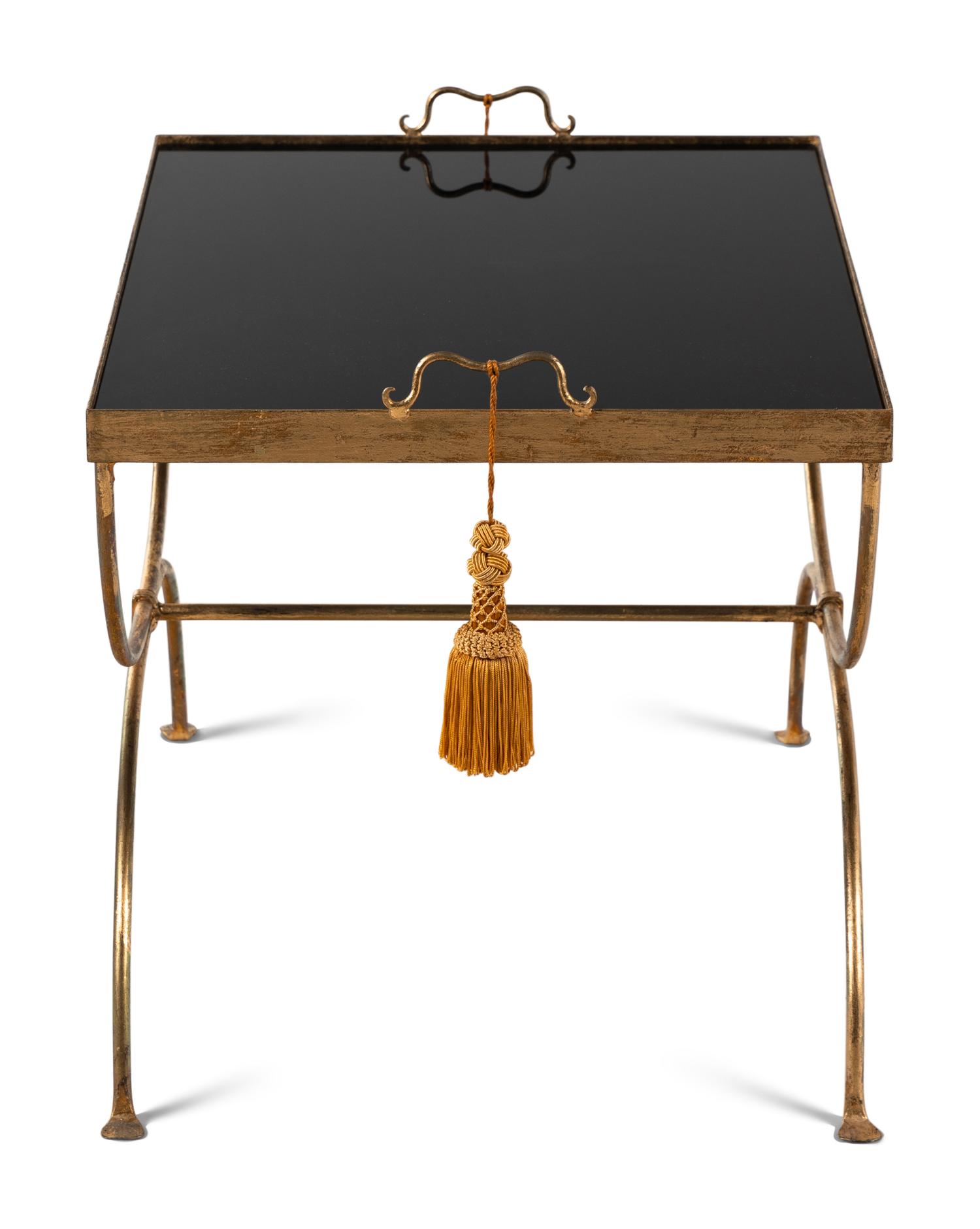 A Regency Style Gilt Metal and Glass Side Table