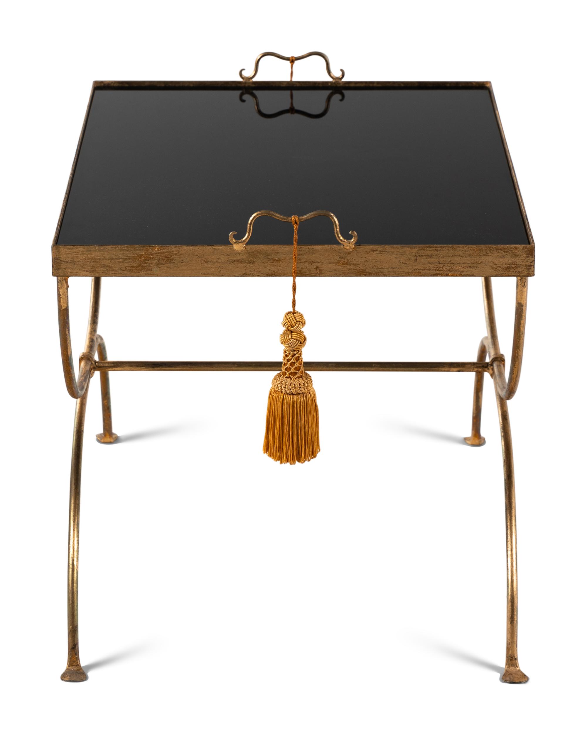 A Regency Style Gilt Metal and Glass Side Table
