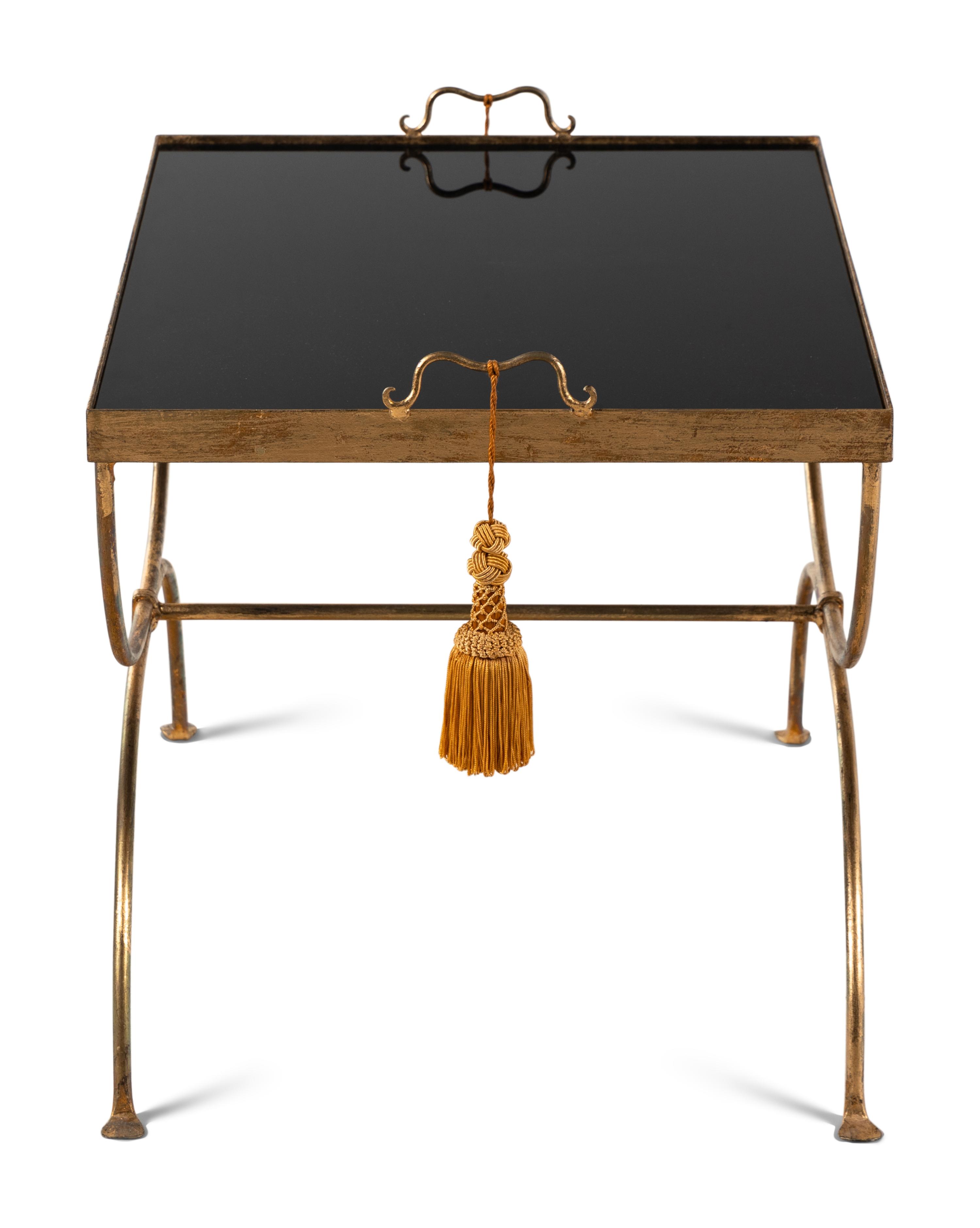 A Regency Style Gilt Metal and Glass Side Table
