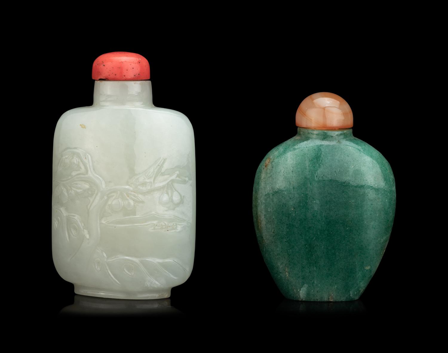 Two Chinese Hardstone Snuff Bottles