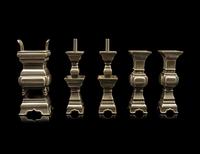 A Chinese Five-Piece Pewter Altar Set