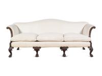 A George I Style Carved Mahogany Camelback Sofa