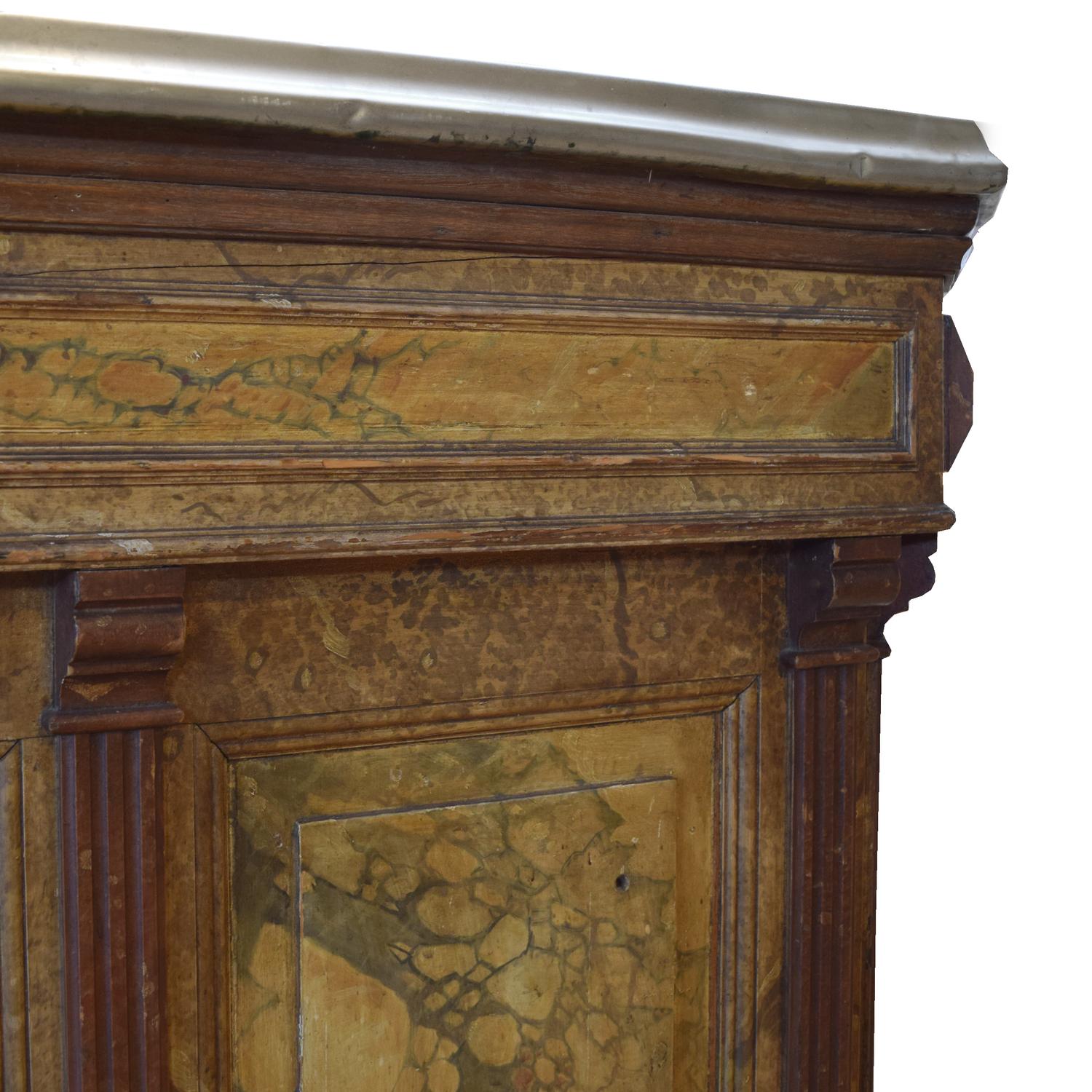 A Cafe Bar with Beer Taps and Zinc Top 56" H — France, Circa 1920
