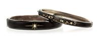 A Pair of Victorian Silver, Enamel, and Pearl Bangle Bracelets, 18.50 dwts.