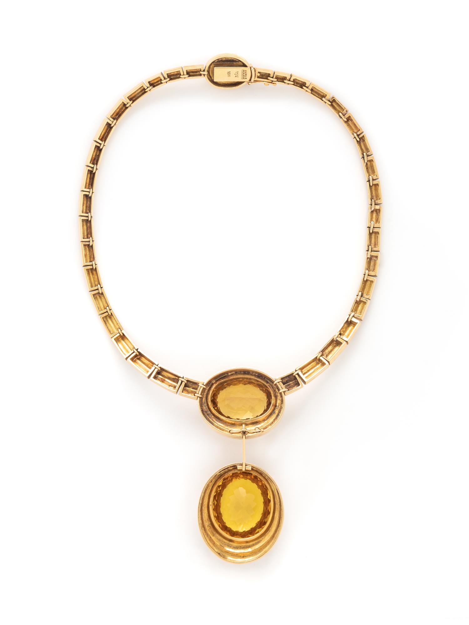 BURLE MARX, YELLOW GOLD, GOLDEN BERYL, AND CITRINE PENDANT NECKLACE