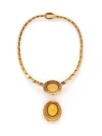 BURLE MARX, YELLOW GOLD, GOLDEN BERYL, AND CITRINE PENDANT NECKLACE