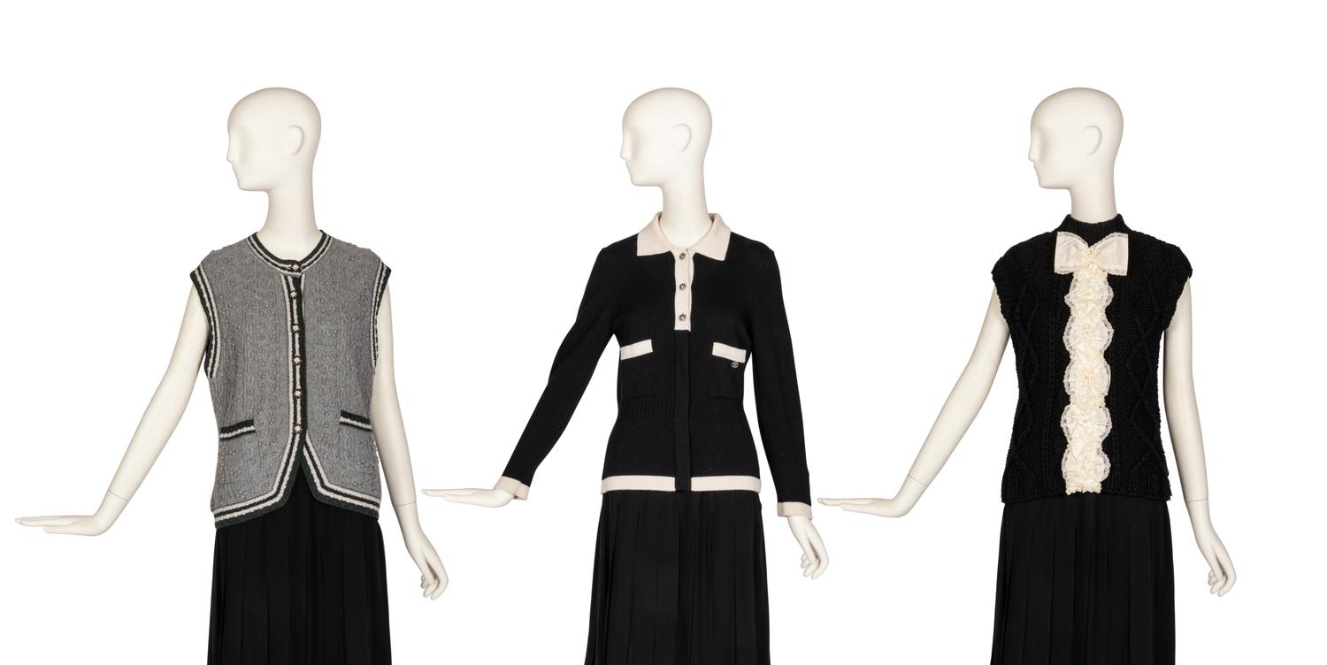 Three Chanel Cashmere Knits: Two Vests, One Cardigan, 2000-10s
