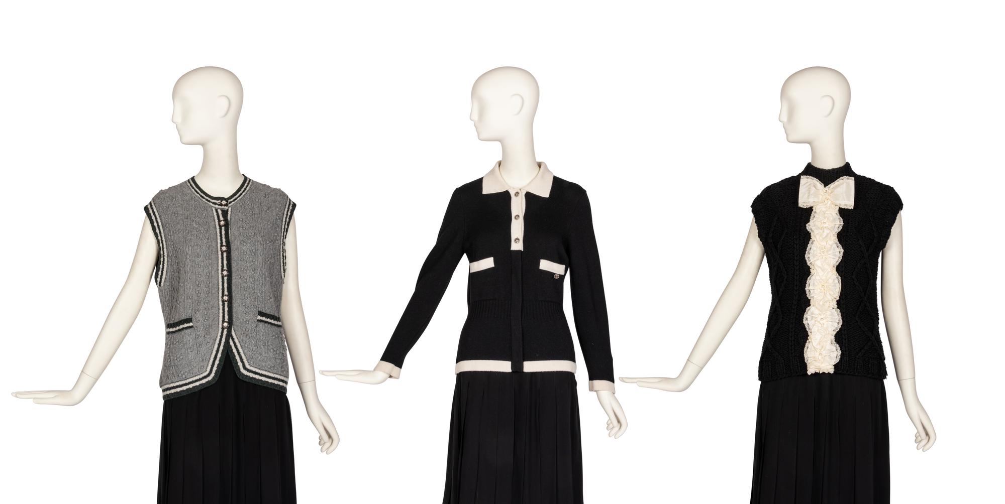 Three Chanel Cashmere Knits: Two Vests, One Cardigan, 2000-10s