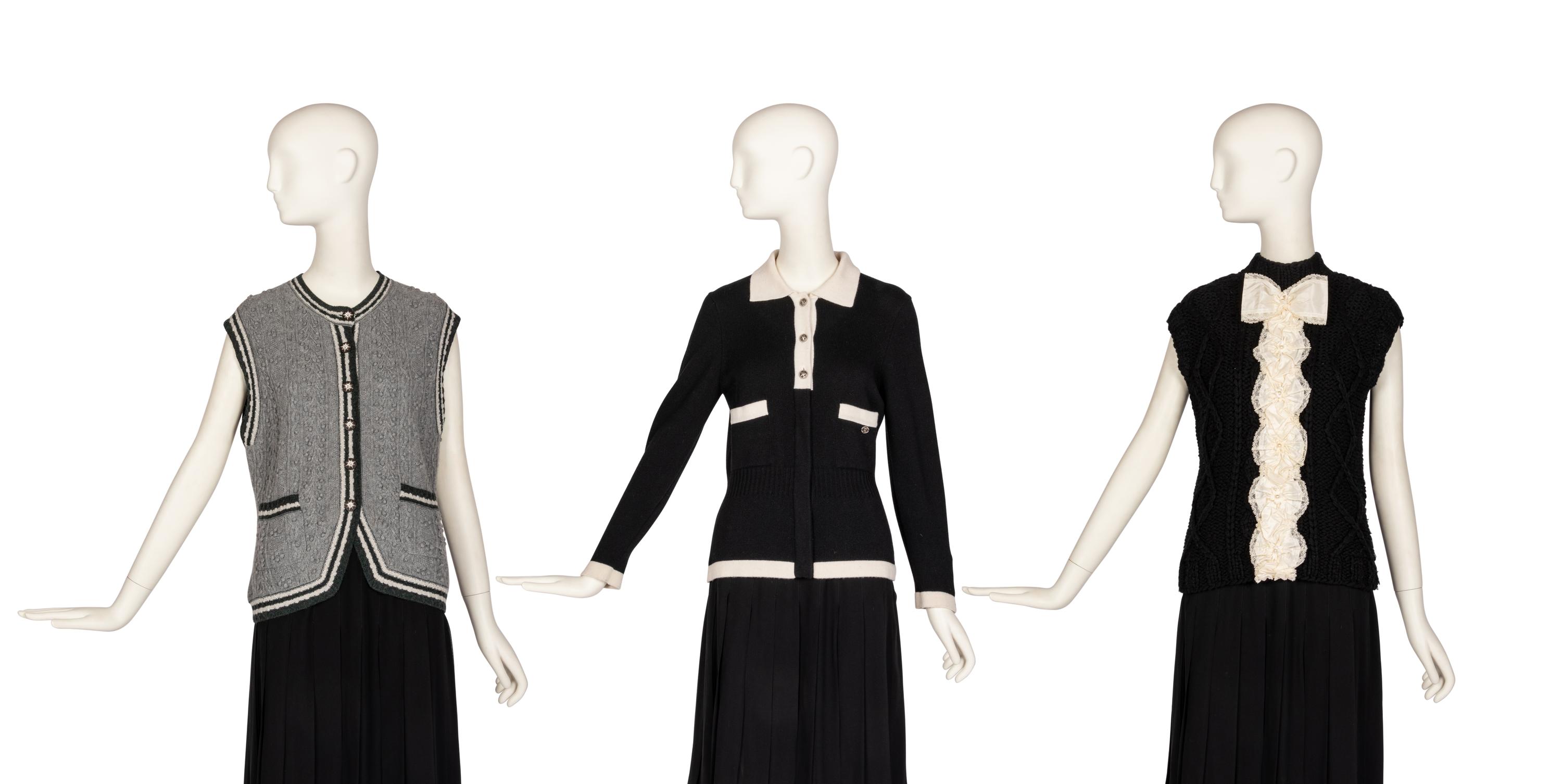 Three Chanel Cashmere Knits: Two Vests, One Cardigan, 2000-10s