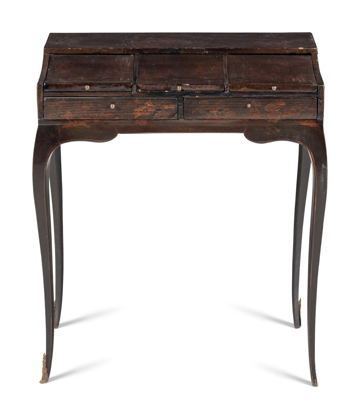 A Louis XV Style Lacquer Veneered Bureau de Dame