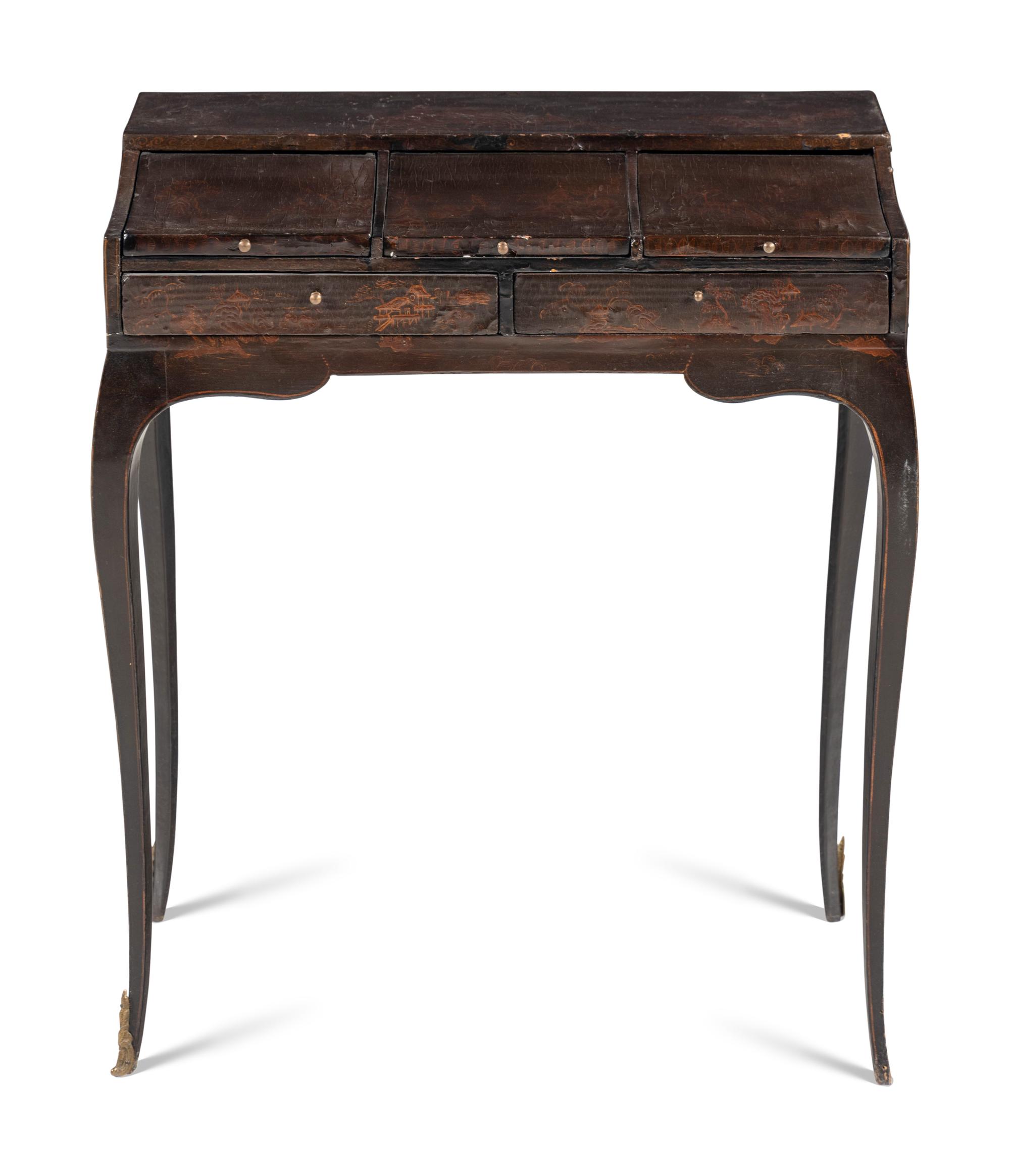 A Louis XV Style Lacquer Veneered Bureau de Dame