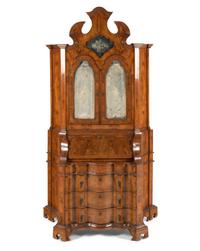 A Venetian Walnut Bureau Bookcase