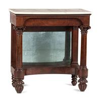 A Classical Carved and Veneered Walnut Marble Top Pier Table
