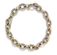 A Sterling Silver and Oval Link Necklace, David Yurman 74.40 dwts.