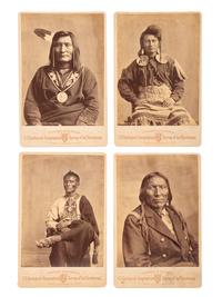[NATIVE AMERICANS]. A group of 4 cabinet photographs of Native American subjects from the Hayden Geological Survey. Ca 1870s.