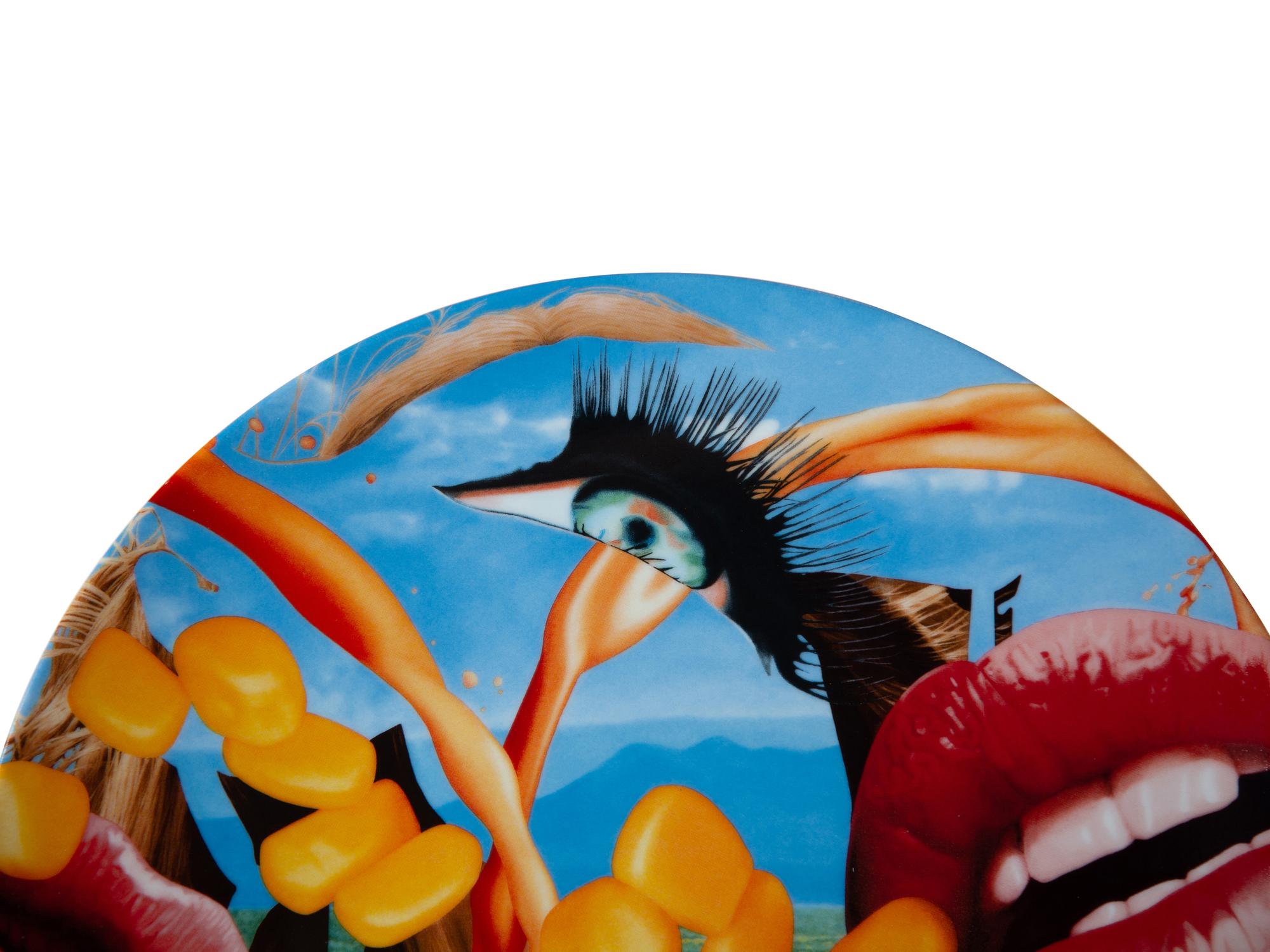 Two Porcelain Art Plates - Alex Katz Jessica , and Jeff Koons Lips — 20th Century