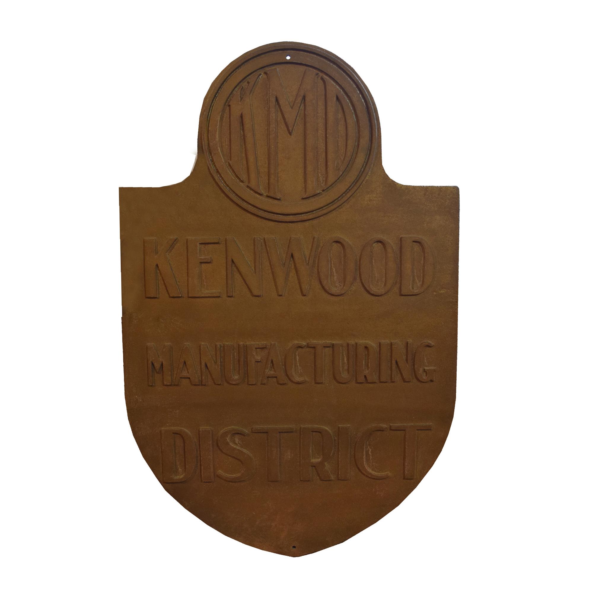 A Cast Iron Kenwood Manufacturing District Sign 32" W x .25" D x 50.5" H, — United States, Circa 1915