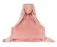 A King Size Upholstered Headboard, Baldachin and Bed Skirt