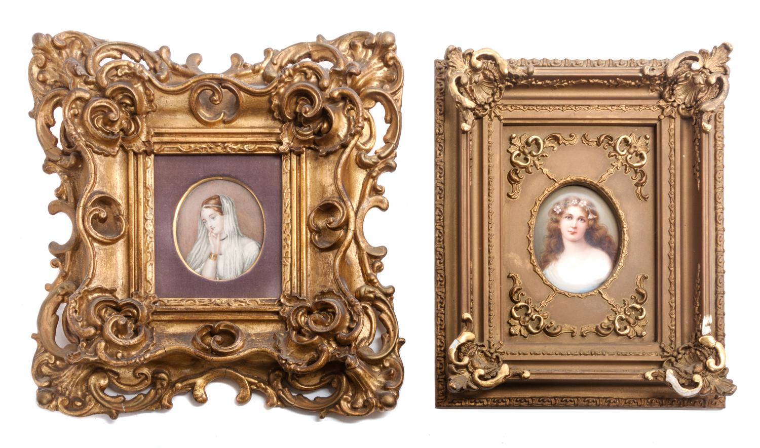 A Continental Porcelain Plaque Height of taller overall 10 3/4 inches.