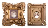A Continental Porcelain Plaque Height of taller overall 10 3/4 inches.
