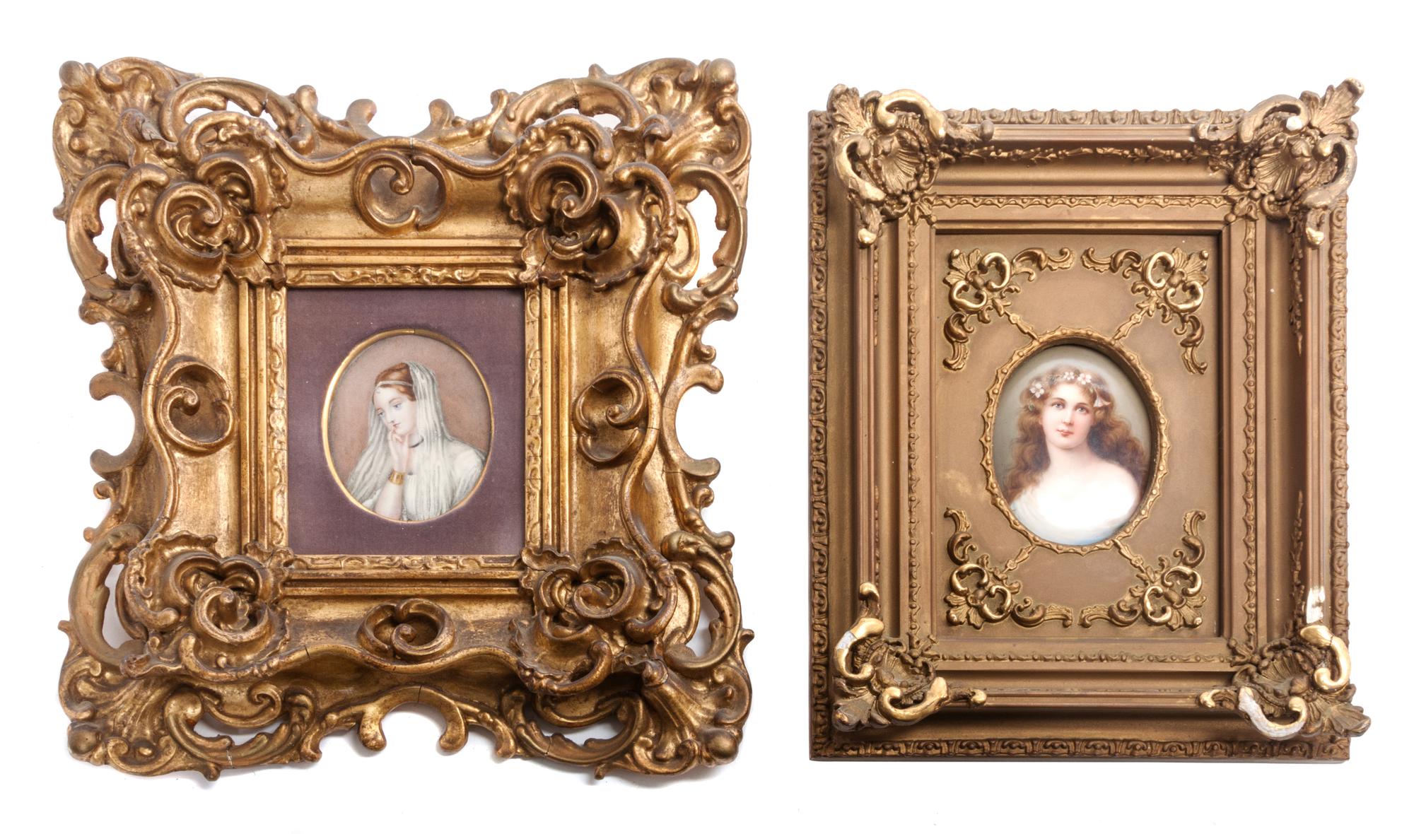 A Continental Porcelain Plaque Height of taller overall 10 3/4 inches.