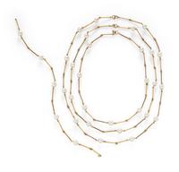 THREE NESTING CULTURED PEARL AND YELLOW GOLD STATION NECKLACES