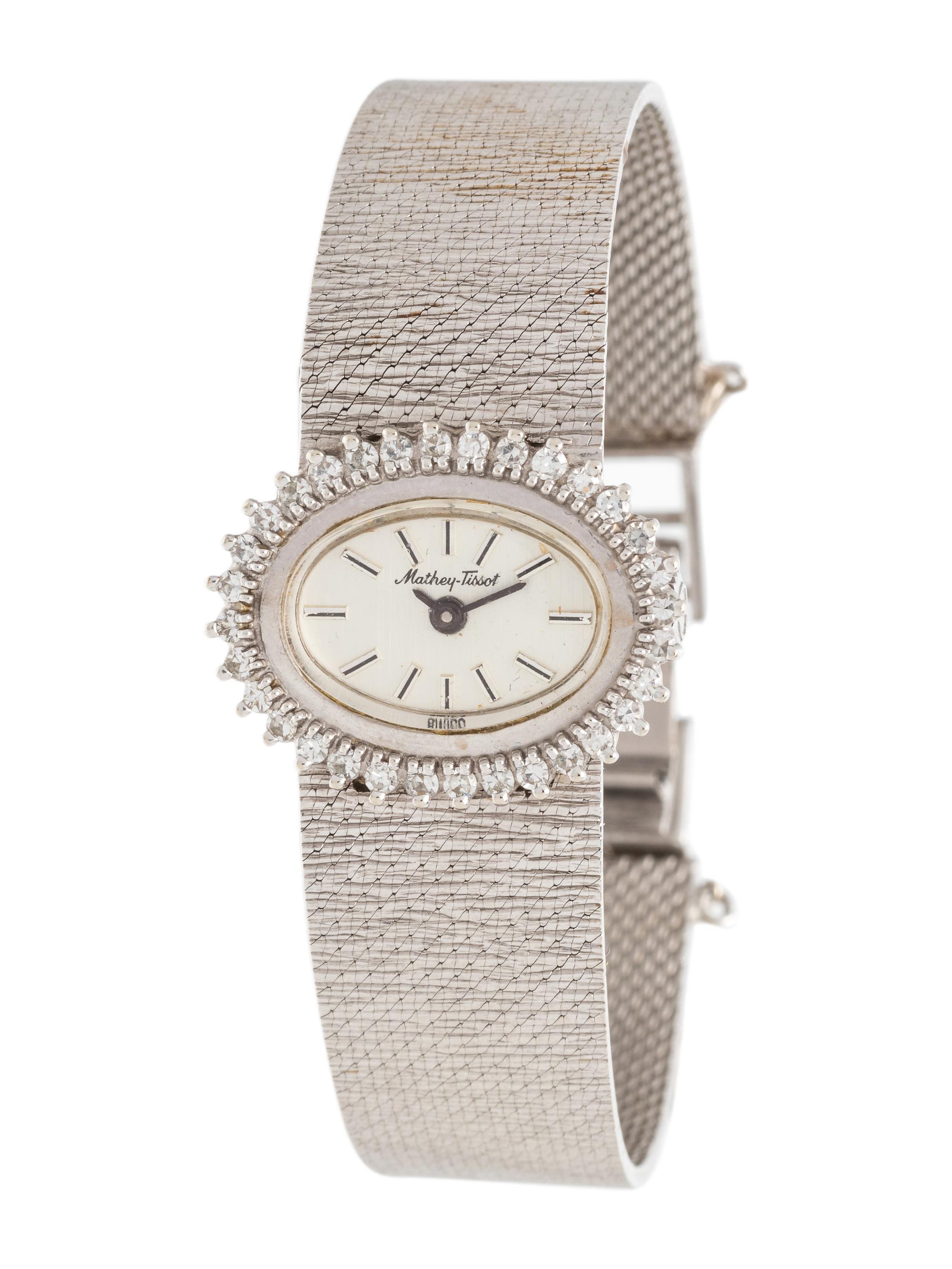 MATHEY-TISSOT, 14K WHITE GOLD AND DIAMOND WRISTWATCH
