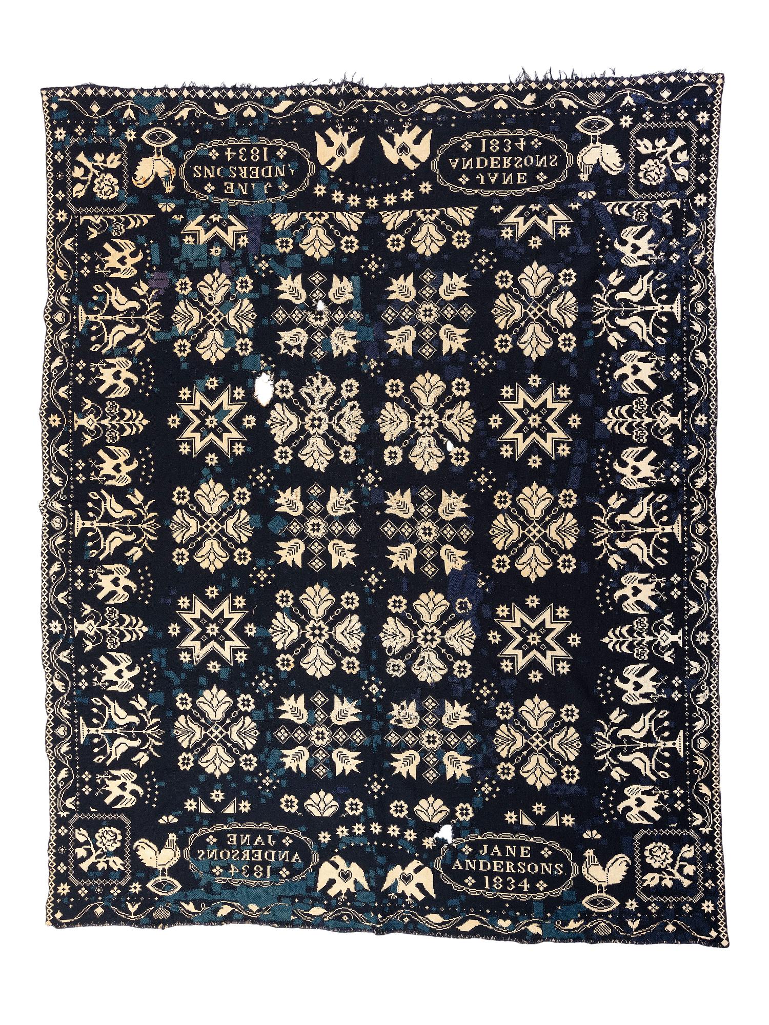 Four Jacquard Coverlets Including a George Washington Example