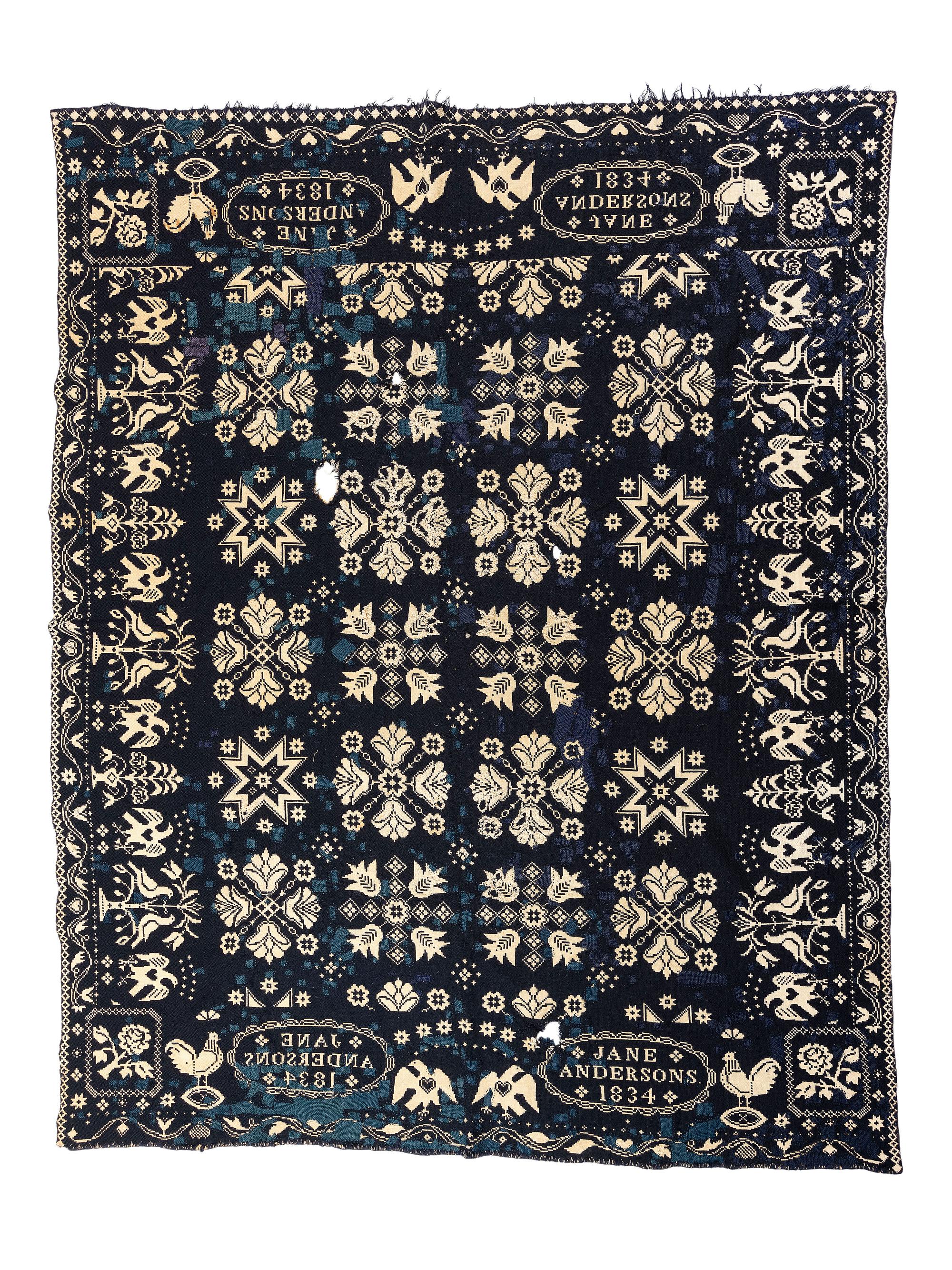 Four Jacquard Coverlets Including a George Washington Example