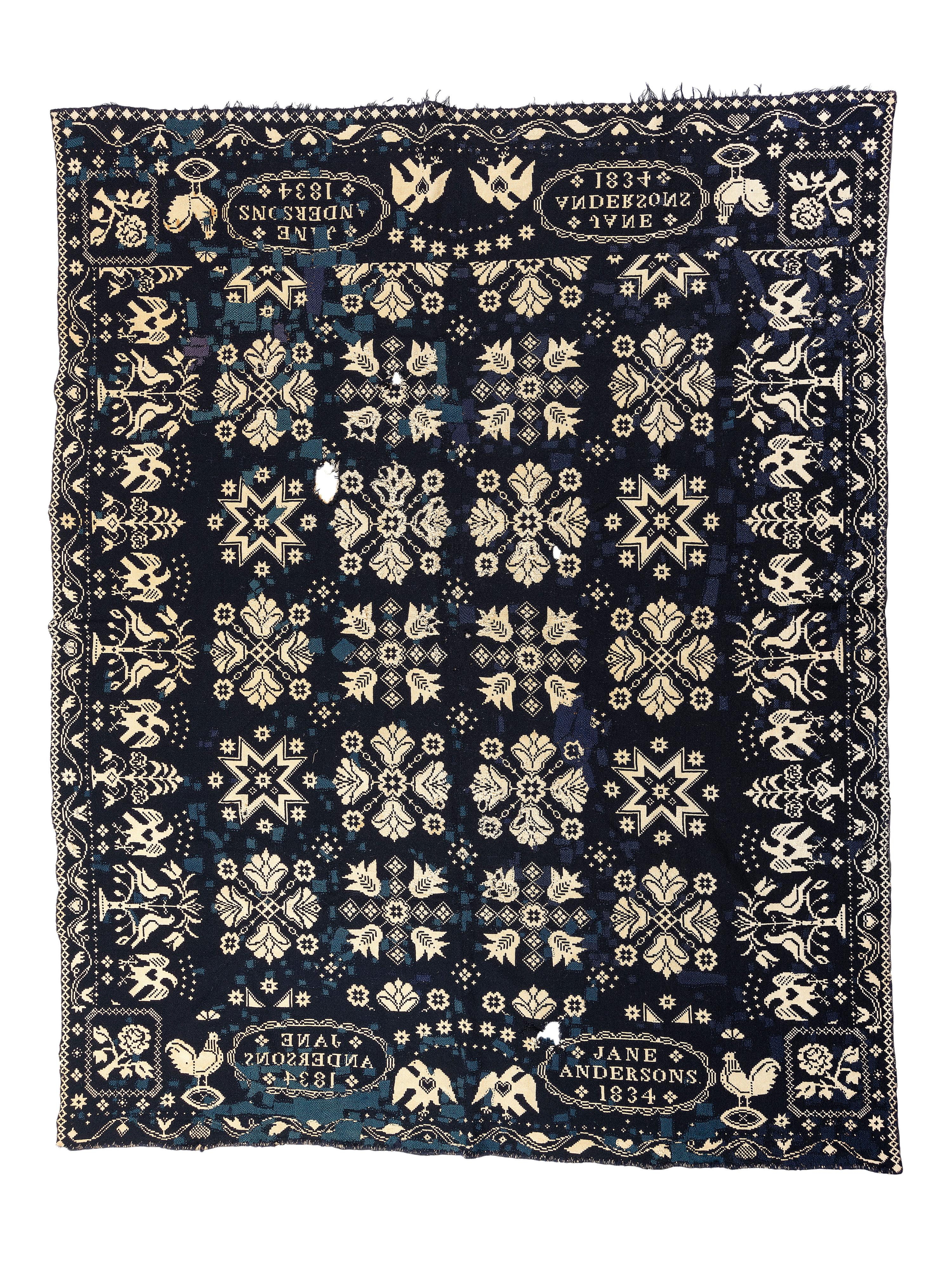 Four Jacquard Coverlets Including a George Washington Example