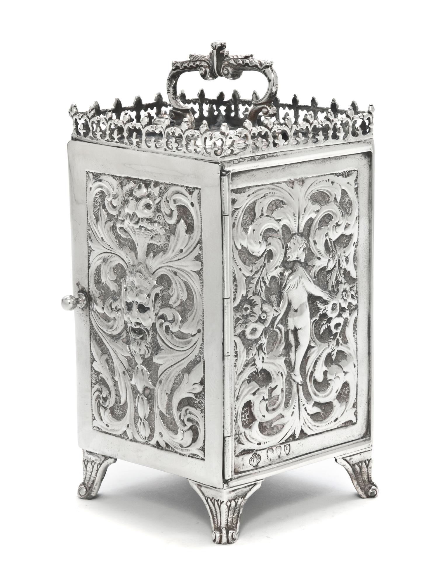 A Victorian Gilt-Silver Repeater Carriage Clock, Carrington & Co, Height over handle 6 1/4 inches.