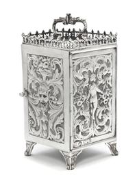 A Victorian Gilt-Silver Repeater Carriage Clock, Carrington & Co, Height over handle 6 1/4 inches.