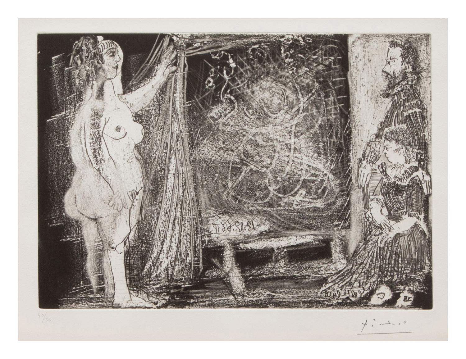 Dans l'atelier: modèle et deux amateurs , 1966