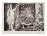 Dans l'atelier: modèle et deux amateurs , 1966