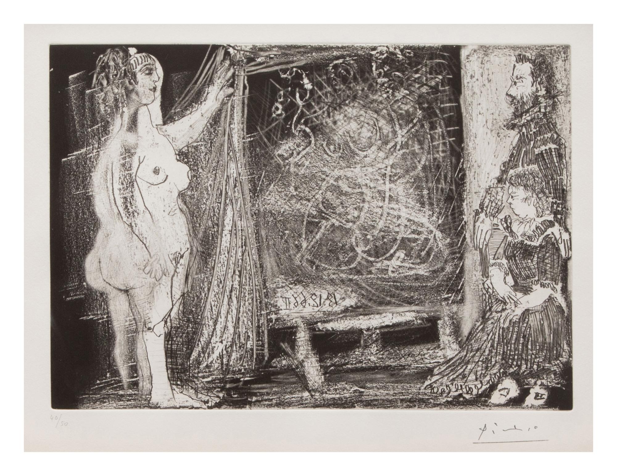 Dans l'atelier: modèle et deux amateurs , 1966