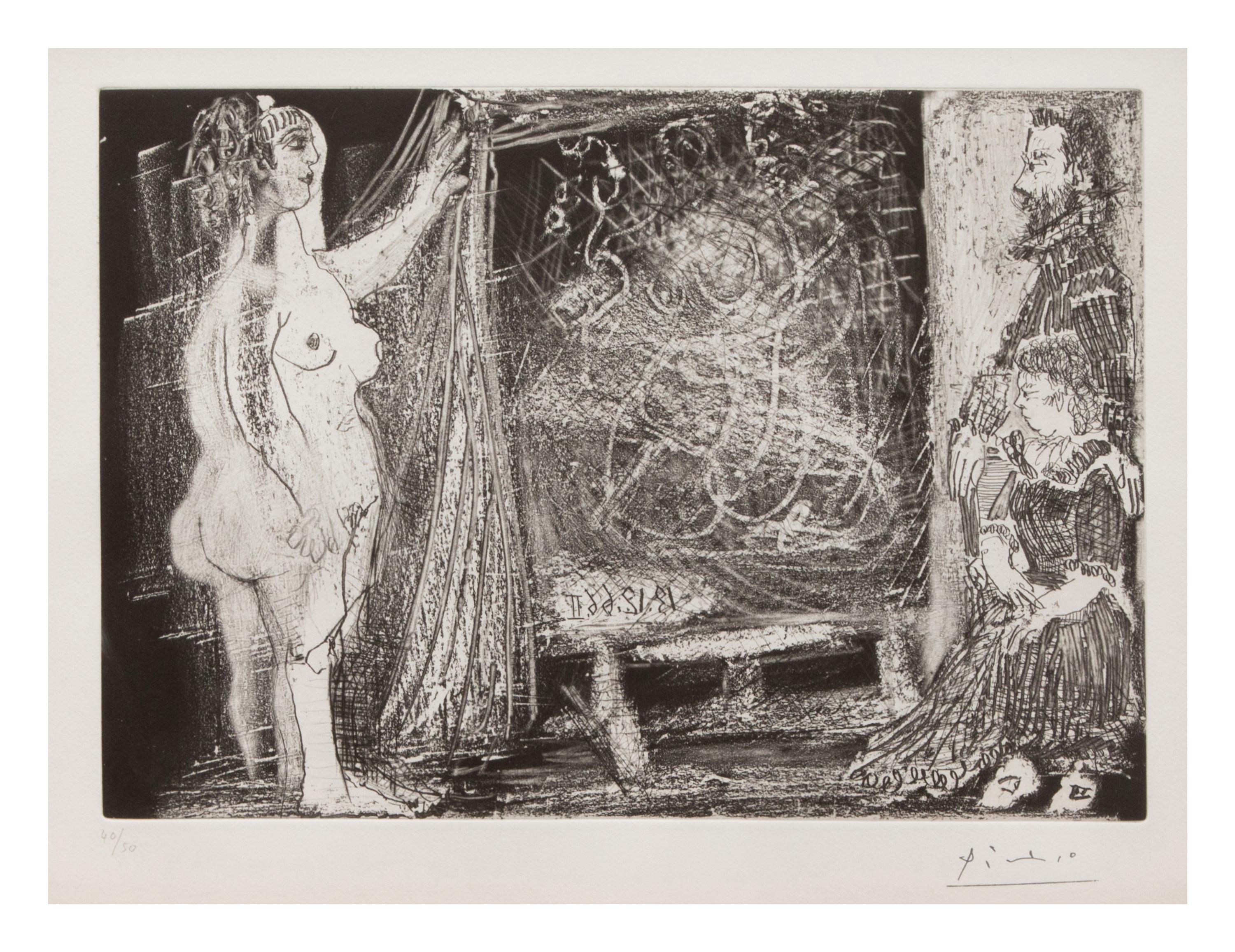 Dans l'atelier: modèle et deux amateurs , 1966
